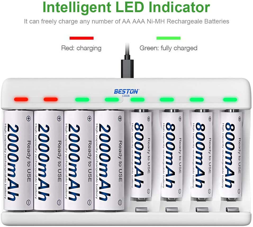 Beston 8x AA/AAA USB Battery Charger Camera tek