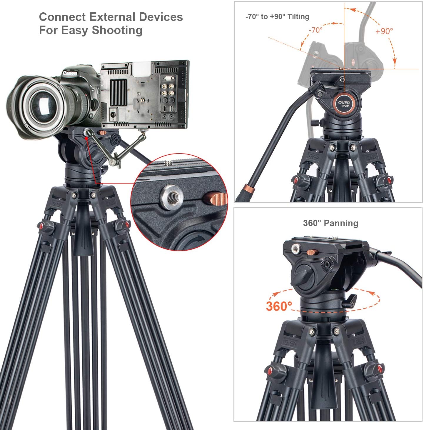 Cayer Aluminum Video Tripod 1.6M CAYERBV30L Camera tek