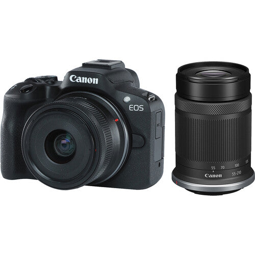Canon EOS R50 Mirrorless Camera with 18-45mm and 55-210mm Lenses (Black) Camera tek