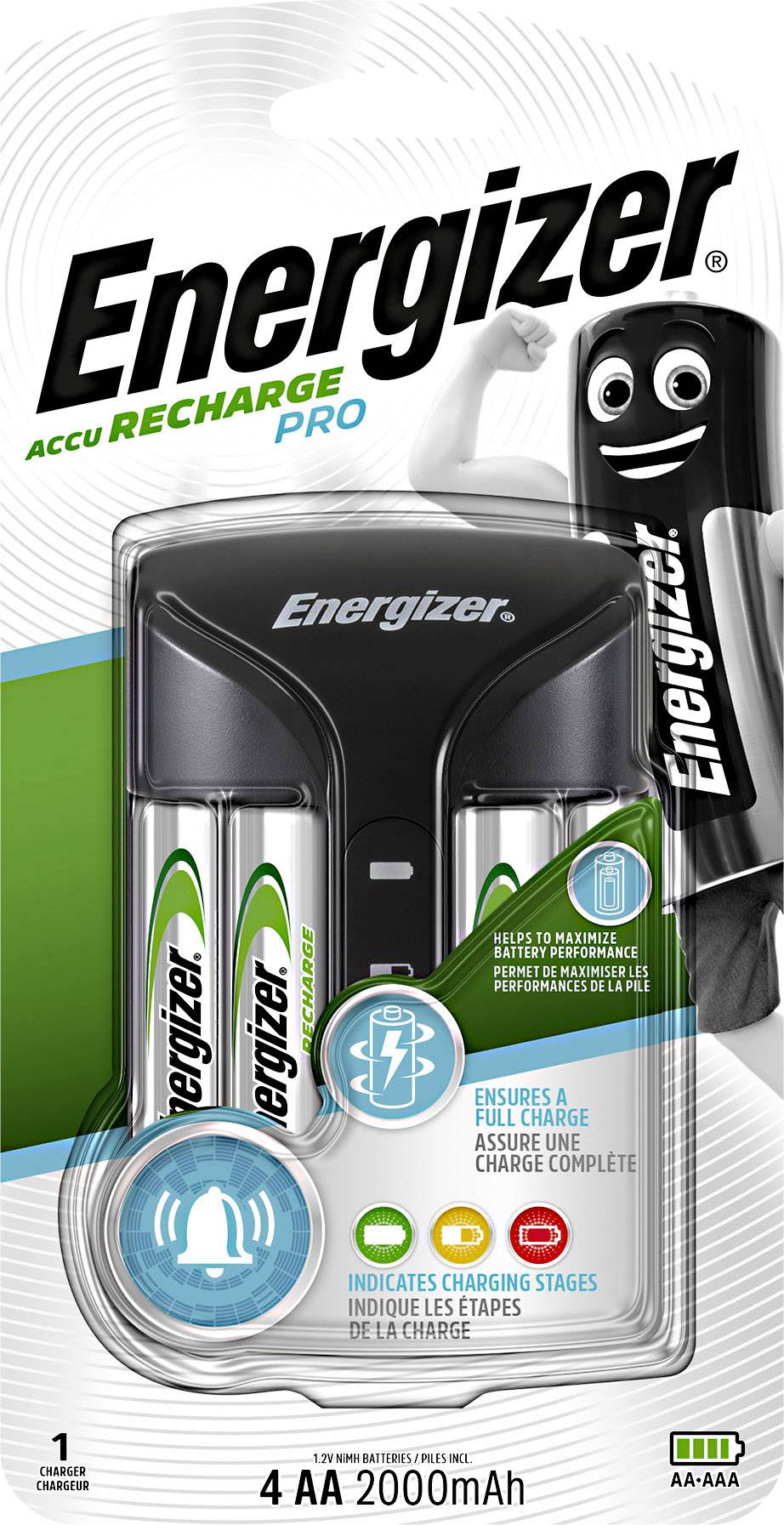 ENERGIZER PRO CHARGER + 4AA 2000MAH BATTERIES Camera tek