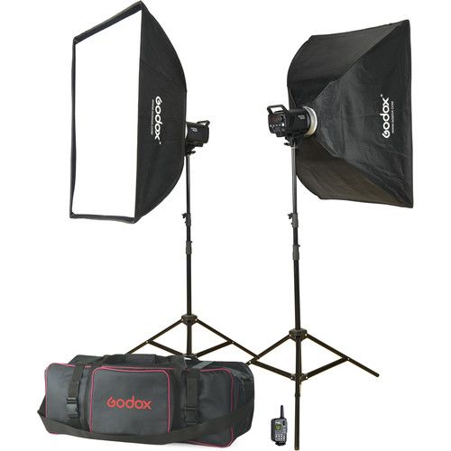 Godox MS 200-F Studio 2x Light Studio Flash Kit Camera tek