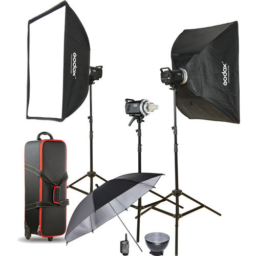 Godox MS300 3-Light Studio Flash Kit Camera tek