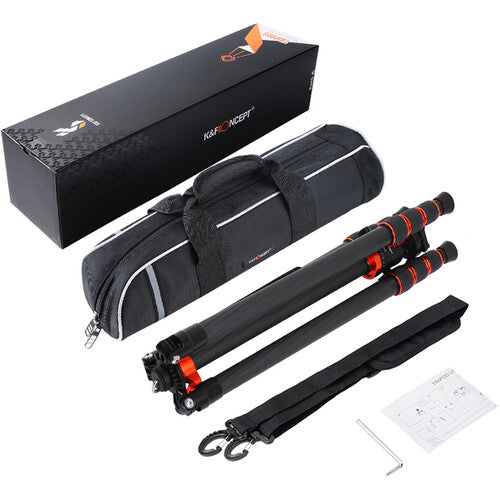 K&F Concept SA254C1 Professional Carbon Fiber Tripod Monopod Kit Camera tek