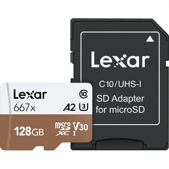 Lexar 128GB High-Speed 677x 100MB/s UHS-I microSDXC Memory Card with SD Adapter Camera tek