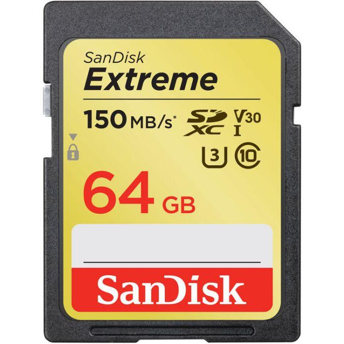 SanDisk 64GB Extreme SDXC 150MB/s V-30 UHS-1 U3 Memory Card Camera tek