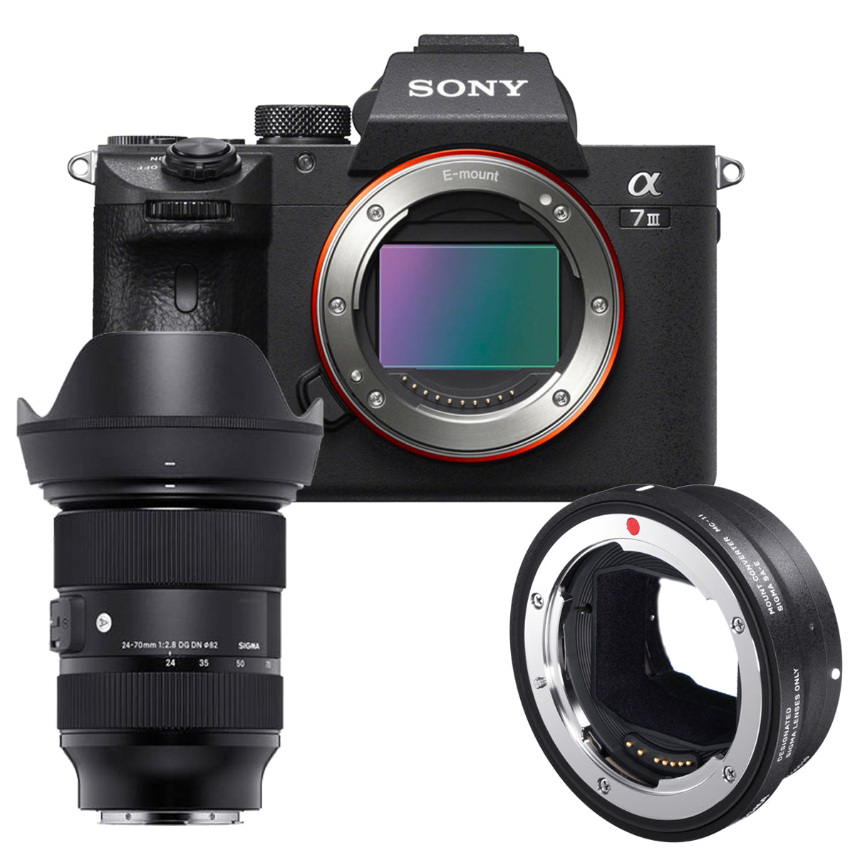 Rental Sony Alpha A7 III Mirrorless Camera Body + Sigma MC-11 + Sigma 24-70mm F2.8 Rental - R1 000 P/Day Camera tek