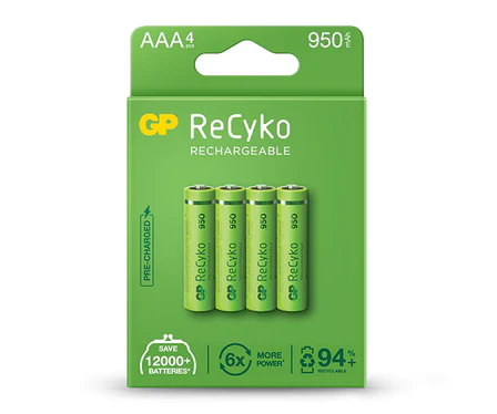 GP RECYKO AAA 4 PACK - 950MAH Camera tek