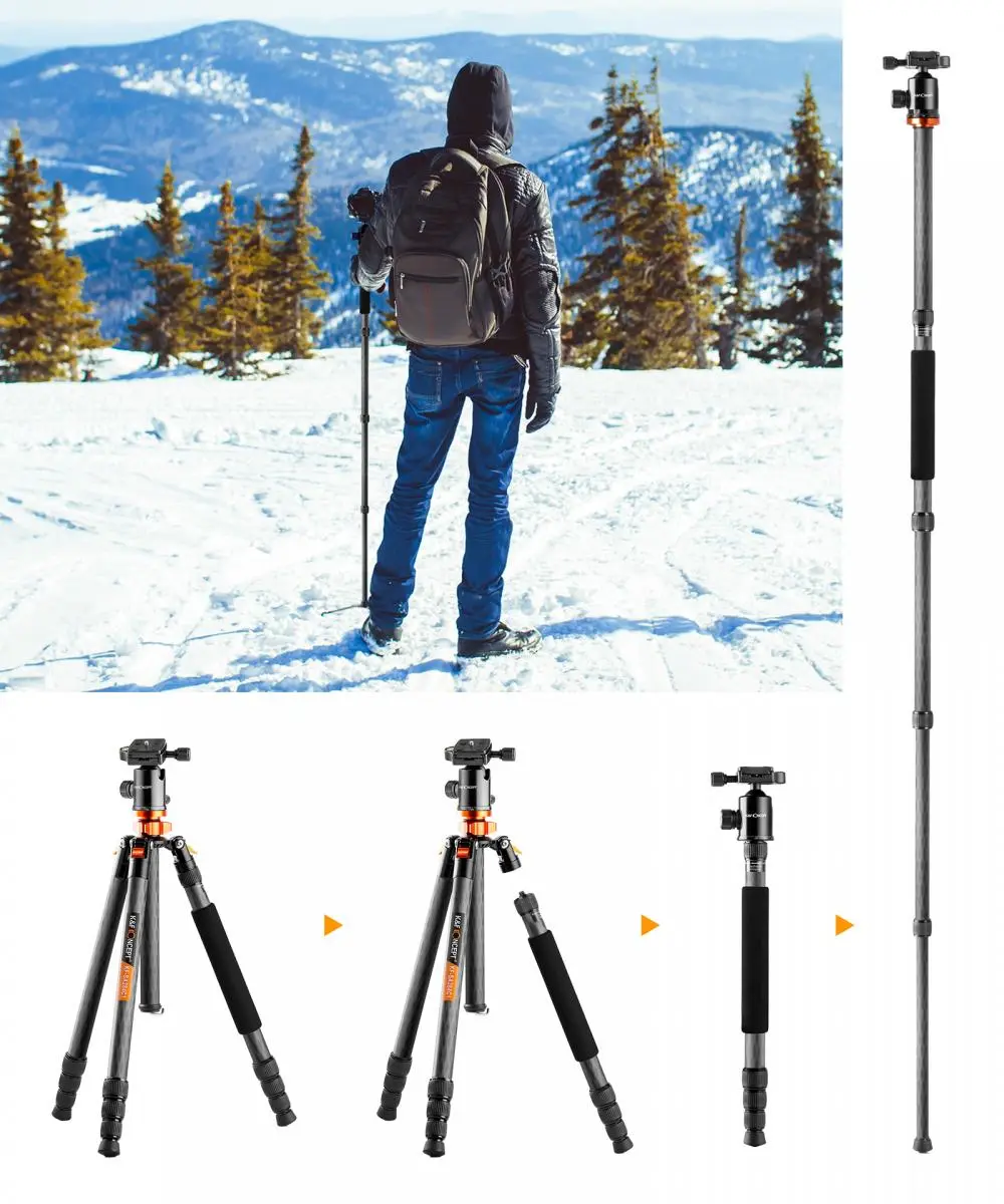 K&F CONCEPTS PRO CARBON FIBRE TRIPOD WITH MONOPOD Camera tek