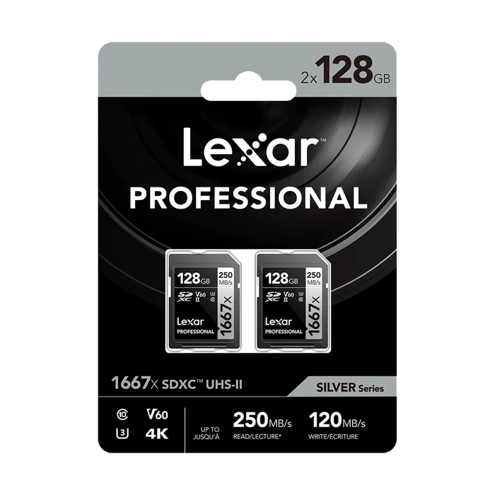 Lexar 128GB Professional 1667x UHS-II SDXC Memory Card (Twin Pack) Camera tek