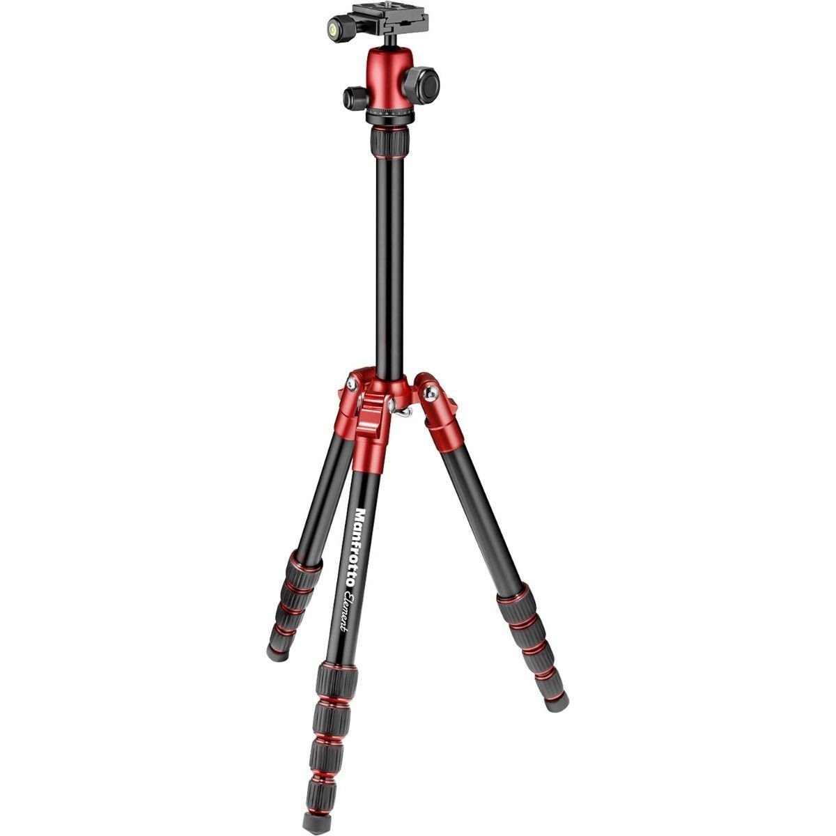 Manfrotto Element Small Aluminium Traveller Tripod (Black / Red) Camera tek