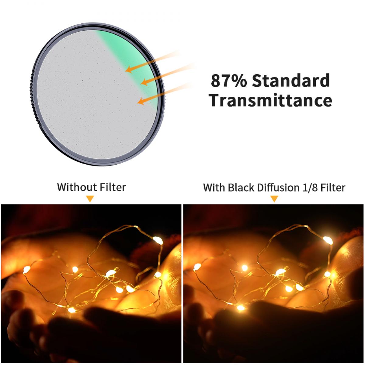 K&F BLACK DIFFUSION 1/8 PRO MIST 58MM FILTER Camera tek