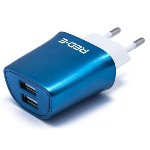 RED-E Dual USB Wall Charger Blue Camera tek