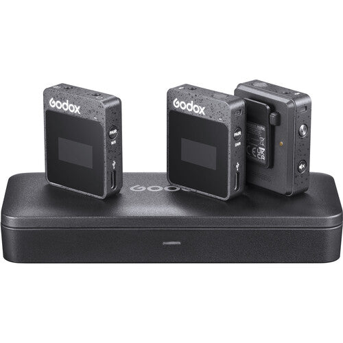 Godox MoveLink II M2 Compact 2-Person Wireless Microphone System for Cameras & Smartphones with 3.5mm (2.4 GHz, Black) Camera tek