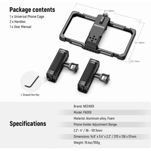 NEEWER PA009 UPGRADED PHONE RIG VLOGGING CAGE KIT