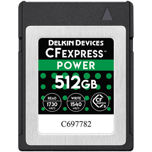Delkin Devices 512GB POWER CFexpress Type B Memory Card 1730mb/s Camera tek