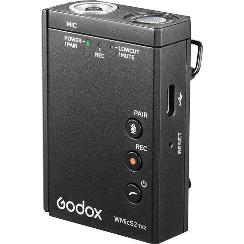 Godox WMicS2 UHF Compact 2-Person Wireless Microphone System for Cameras & Smartphones with 3.5mm Camera tek