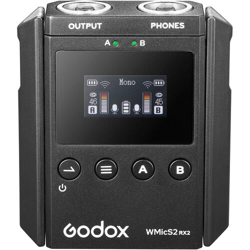 Godox WMicS2 UHF Compact 2-Person Wireless Microphone System for Cameras & Smartphones with 3.5mm Camera tek