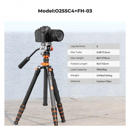 K&F OMNI CF DIRECTOR PHOTO VIDEO CARBON FIBRE TRIPOD