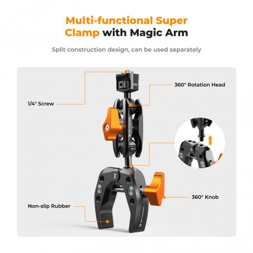 K&F CONCEPT MULTI-FUNCTION SUPER CLAMP MOUNT & MAGIC ARM