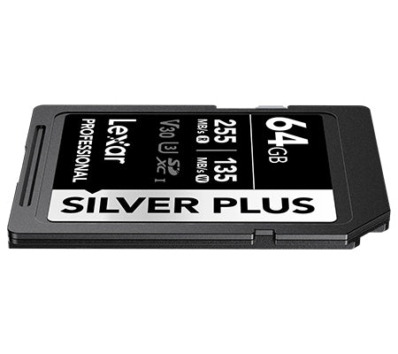 LEXAR PRO SDXC UHS-I 64GB MEMORY CARD SILVER PLUS SERIES (255 MB/s)