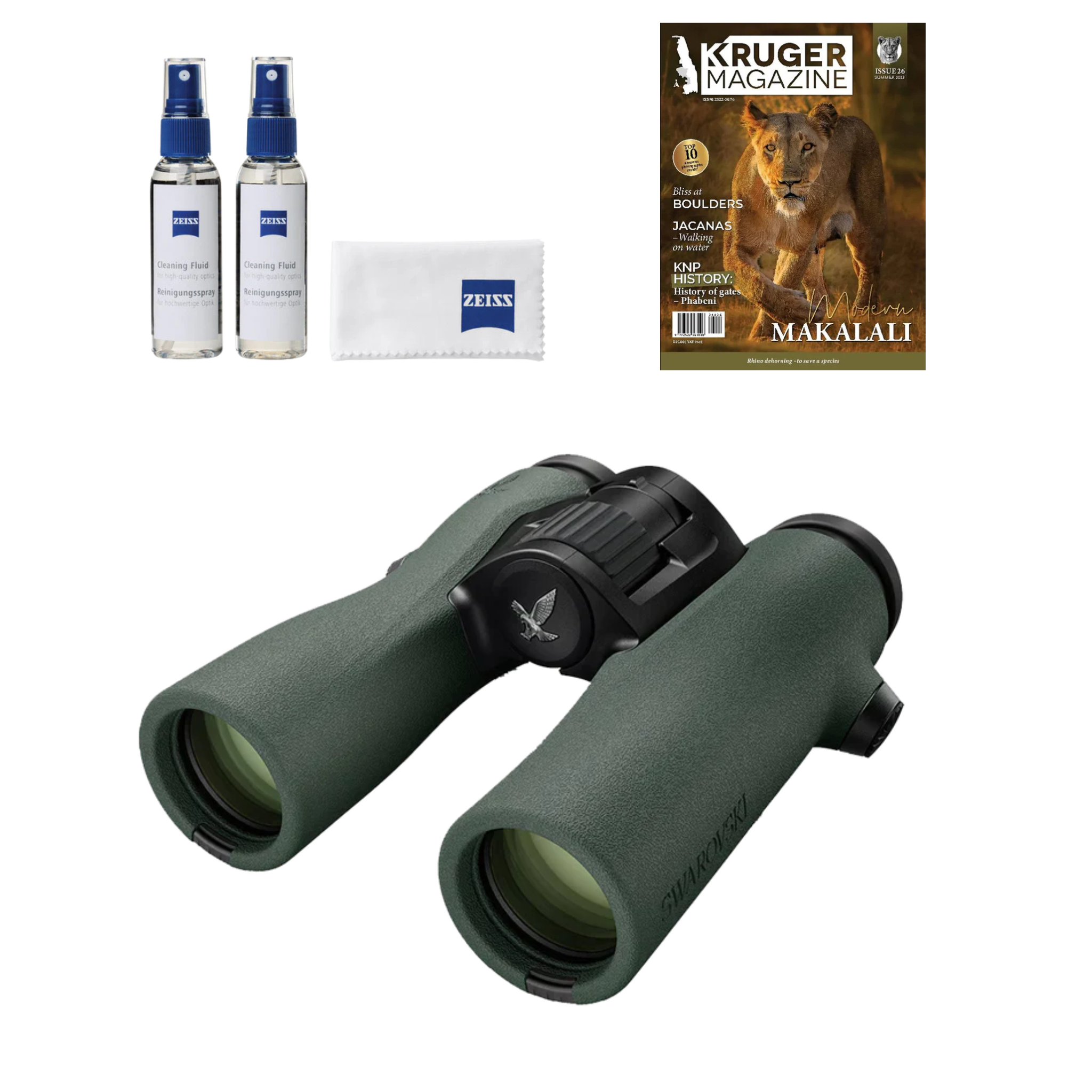 SWAROVSKI NL PURE 10X32 - GREEN + FREE ZEISS CLEANING KIT + FREE KRUGER MAG ISSUE 26