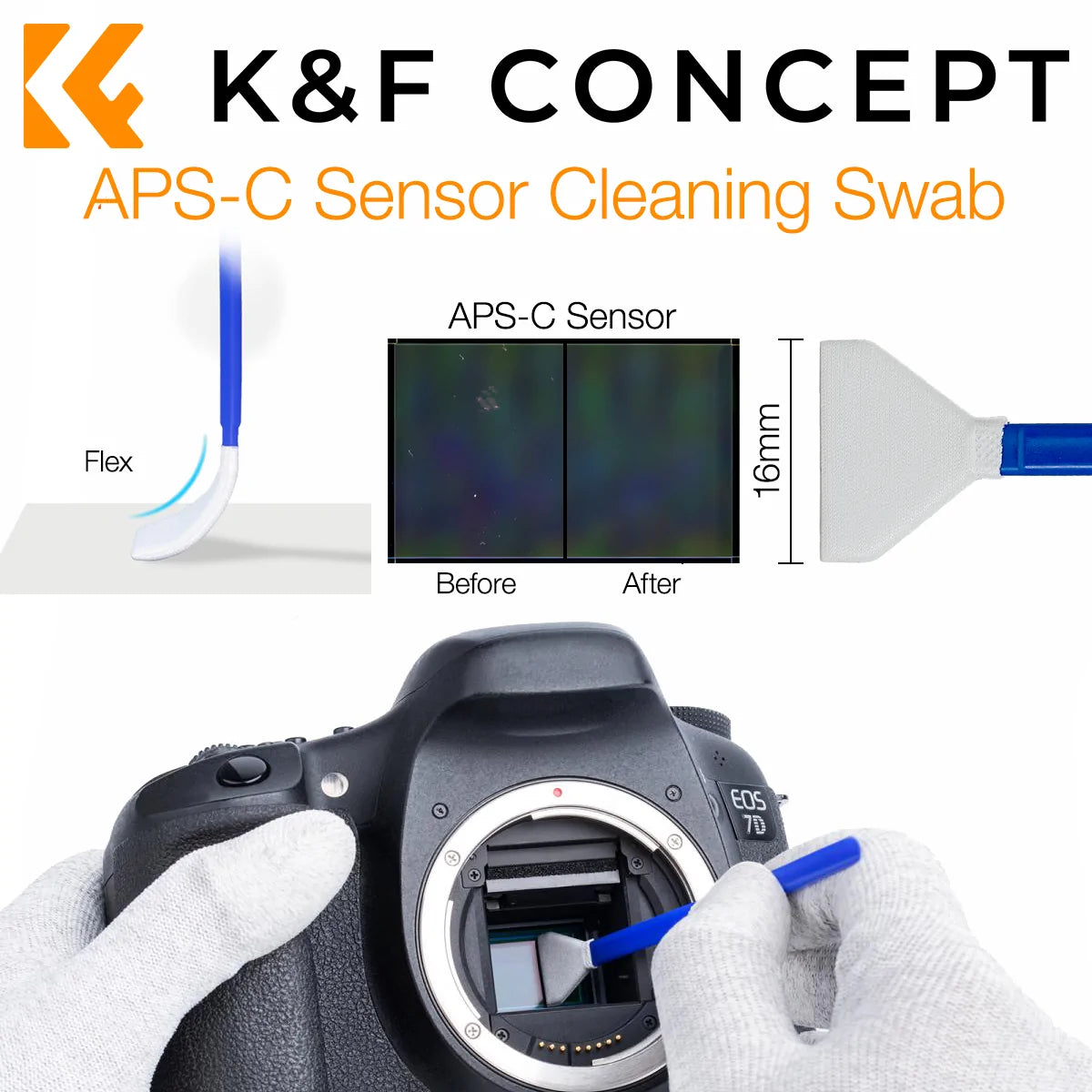 K&F CONCEPT SENSOR CLEANING SWAB KIT APS-C SIZE