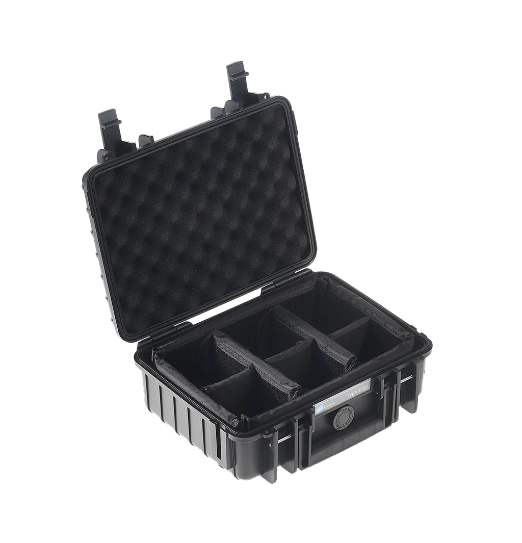 B&W INTERNATIONAL O/D CASE TYPE 1000 W/DIVIDERS - BLACK Camera tek