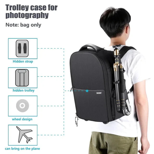 NEEWER 2-IN-1 TROLLEY WHEELED CAMERA BACKPACK