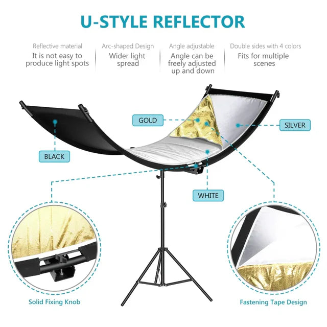 NEEWER 4-IN-1 155CM CLAMSHELLCURVED REFLECTOR WITH CARRY BAG