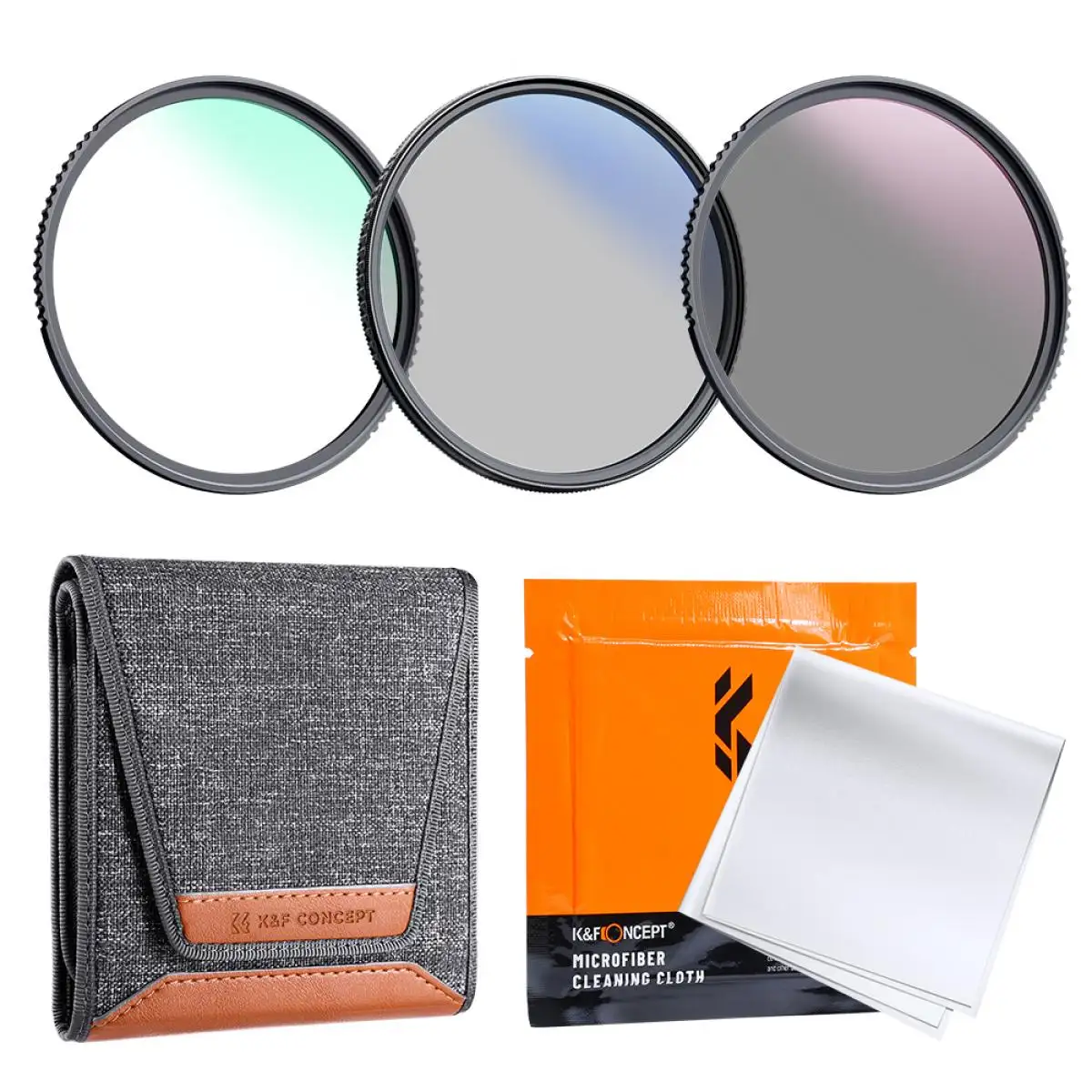 K&F CONCEPT 43MM UV + CPL + ND4 FILTER KIT + CLEANING CLOTH AND BAG