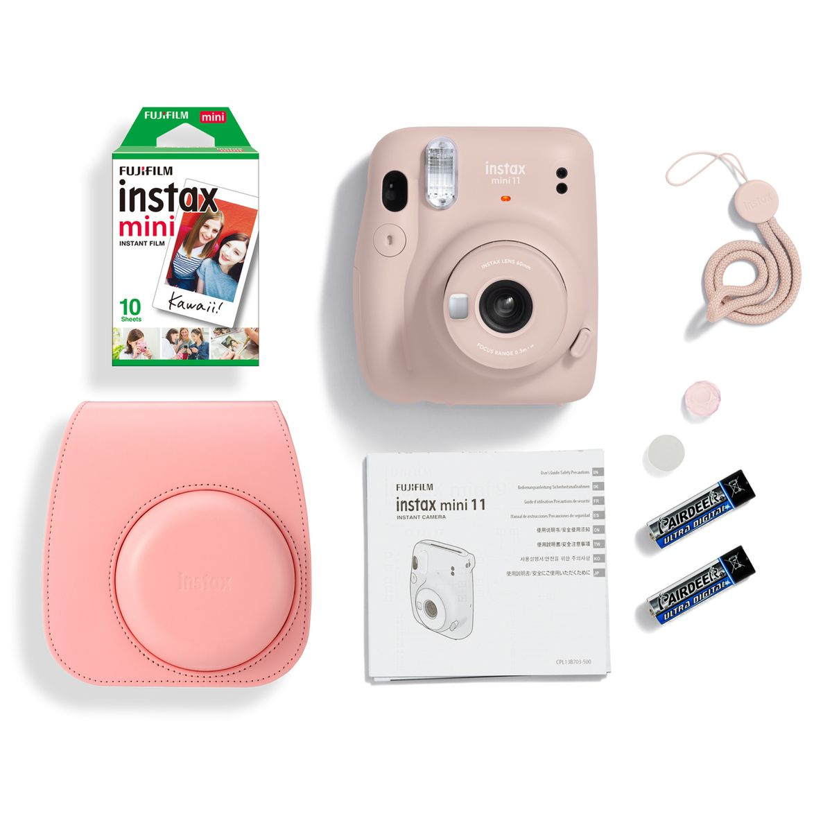 Fujifilm Instax Mini 11 Instant Camera (Sky Blue) | Twin Pack Film | Rainbow Film | Case | Stickers - Complete Kit