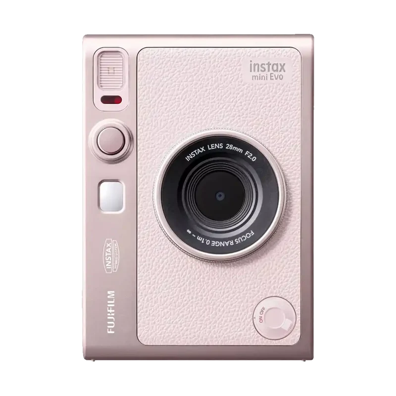FUJIFILM INSTAX MINI EVO INSTANT CAMERA KIT - GENTLE ROSE WITH 1 FILM AND CASE