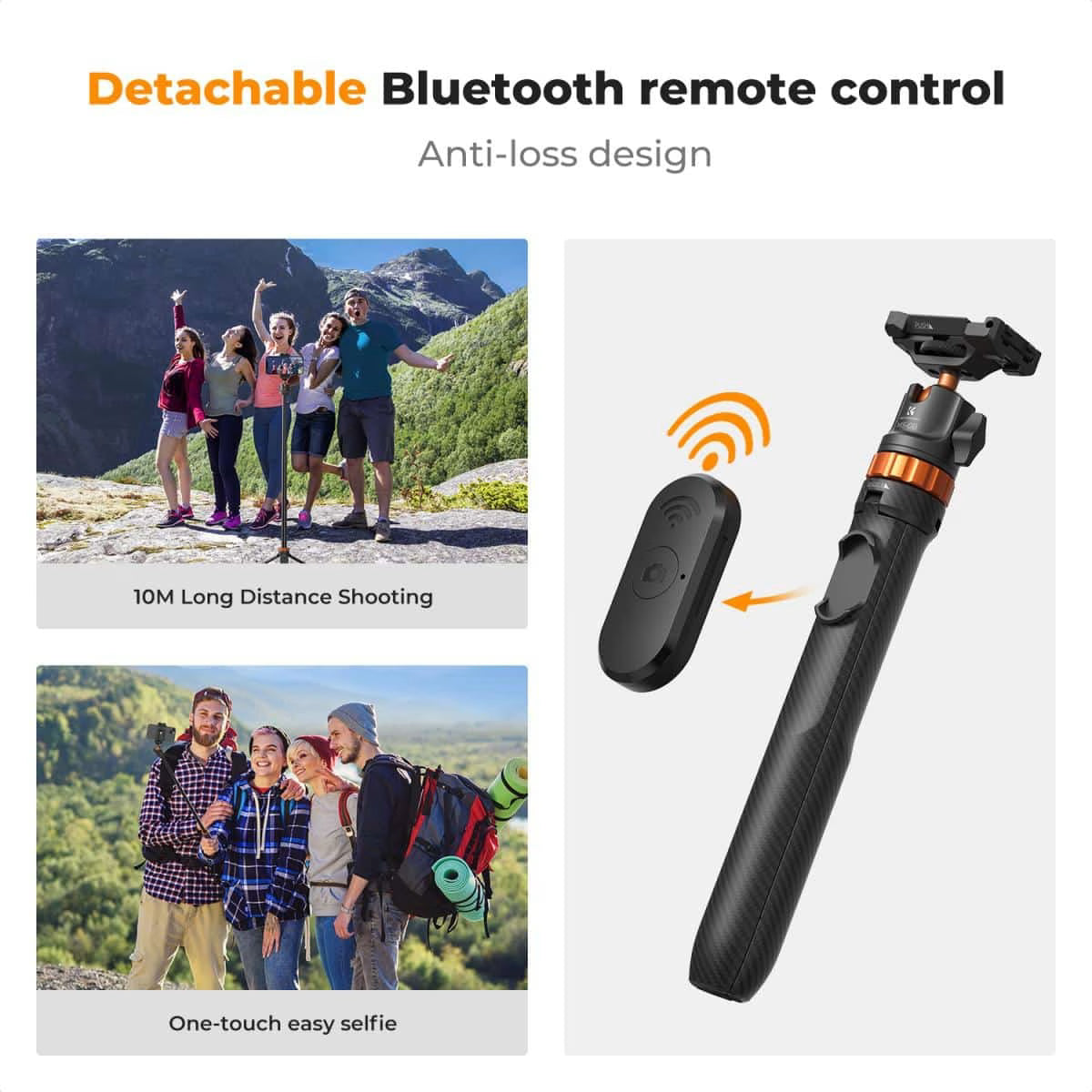 K&F CONCEPT 158CM 2-IN-1 SELFIE STICK TRIPOD WITH REMOTE AND PHONE MOUNT Camera tek