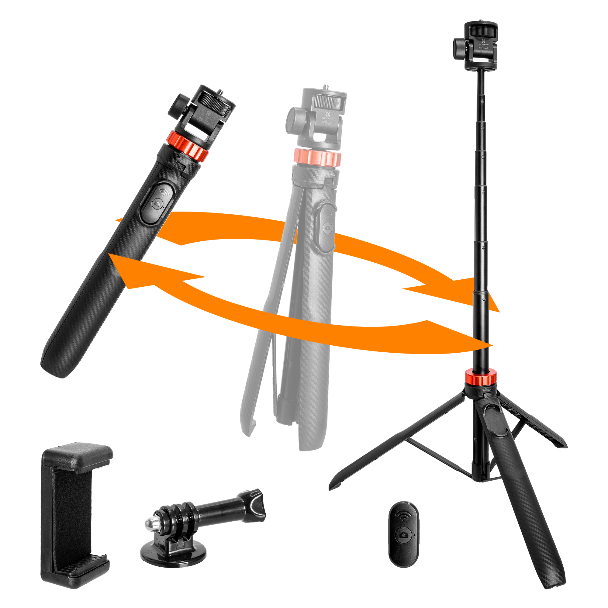 K&F 175CM SELFIE STICK TRIPOD+REMOTE+PHONE MOUNT WITH REMOTE AND PHONE MOUNT