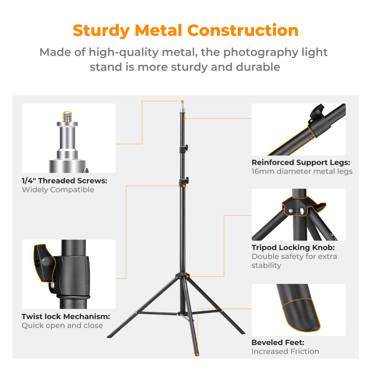 K&F CONCEPT 2.3M LIGHT STAND AIR CUSHIONED FOR 5KG