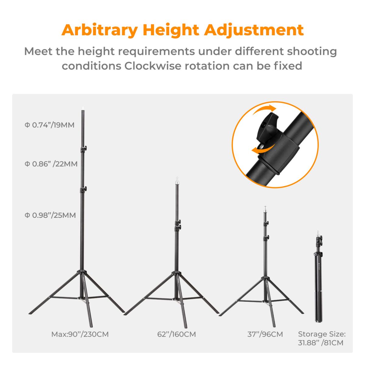 K&F CONCEPT 2.3M LIGHT STAND AIR CUSHIONED FOR 5KG