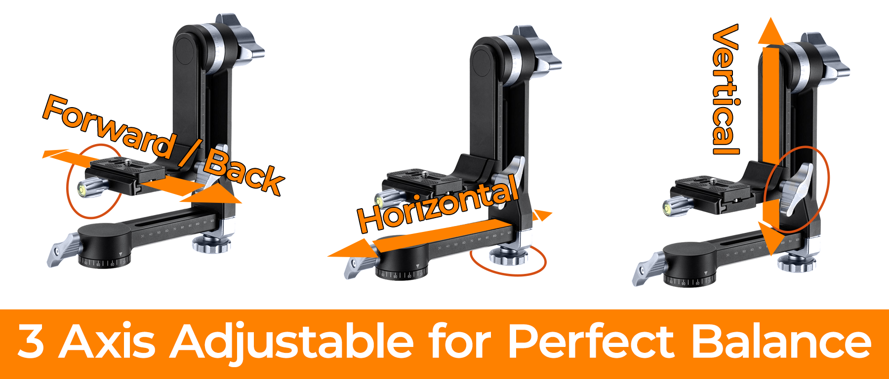 K&F GIMBAL HEAD ADJUSTABLE ON 3 AXES FOR LONG LENS PHOTOGRAPHY
