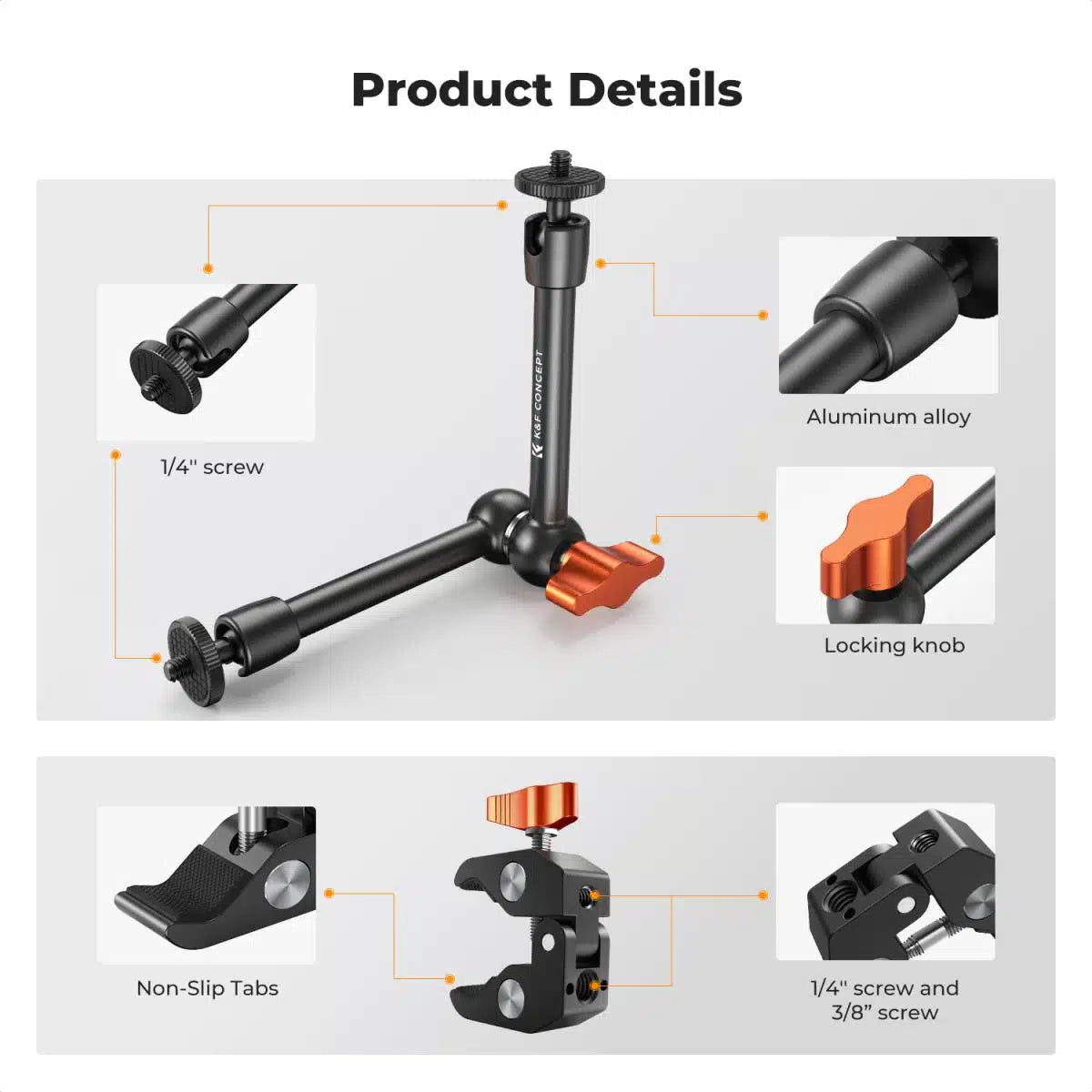 K&F MAGIC ARM 9.8 INCH WITH MINI CLAMP