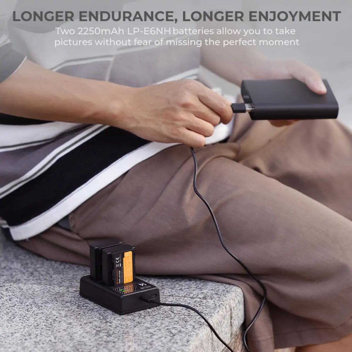 K&F CONCEPT DUAL BATTERY KIT FOR CANON LP-E6NH 2 BATTERIES AND DUAL CHARGER