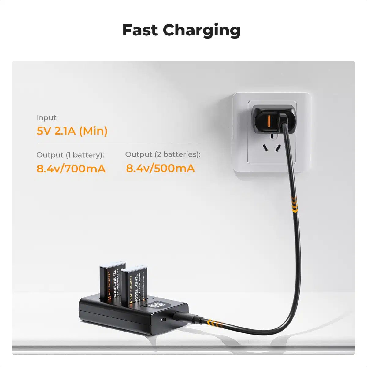 K&F CONCEPT DUAL BATTERY KIT FOR CANON NB-13L 2 BATTERIES AND DUAL CHARGER