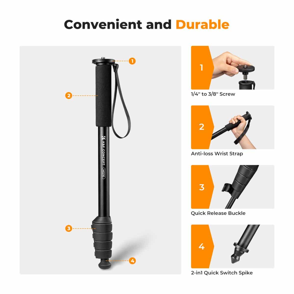 K&F CONCEPT CLASSIC MONOPOD STABILITY AND PORTABLE