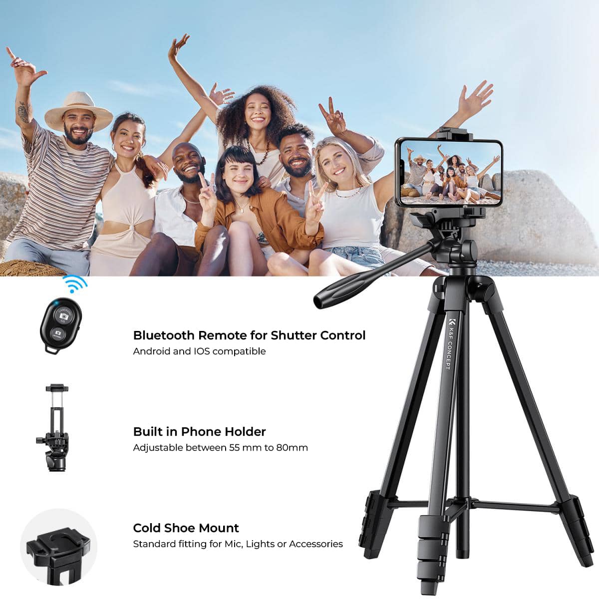 K&F CONCEPT COMPACT-VLOGGER TRIPOD WITH VIDE HEAD