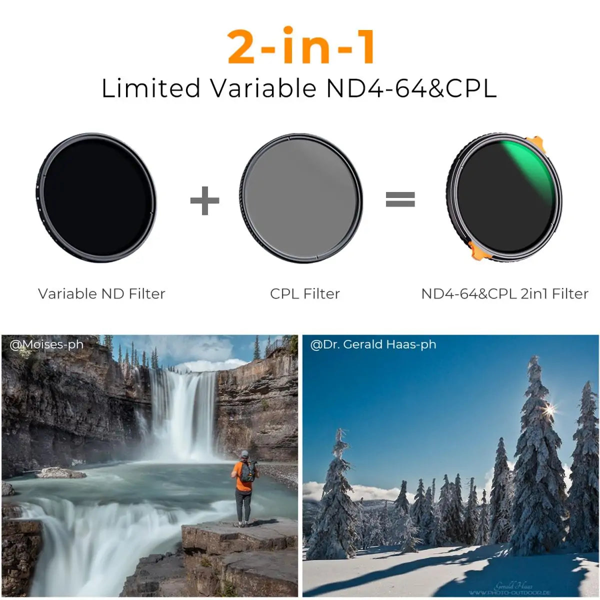 K&F 2-IN-1 CPL & VARIABLE ND4-64 FILTER 82MM NANO-X SERIES