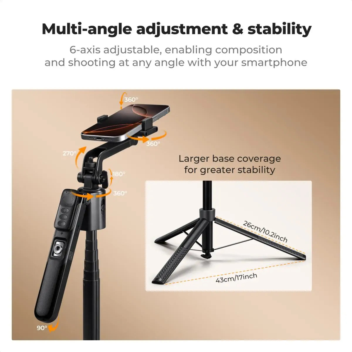 K&F FACE TRACKING SELFIE STICK 180CM WITH GESTURE CONTROL Camera tek