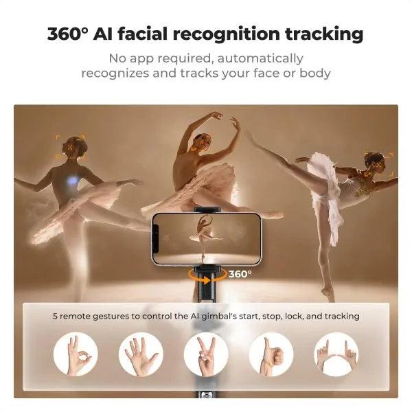 K&F FACE TRACKING SELFIE STICK WITH LEDS
