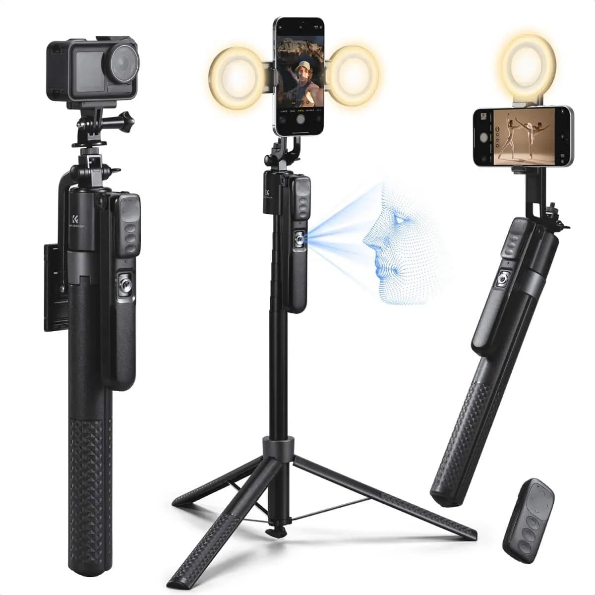 K&F FACE TRACKING SELFIE STICK WITH LEDS