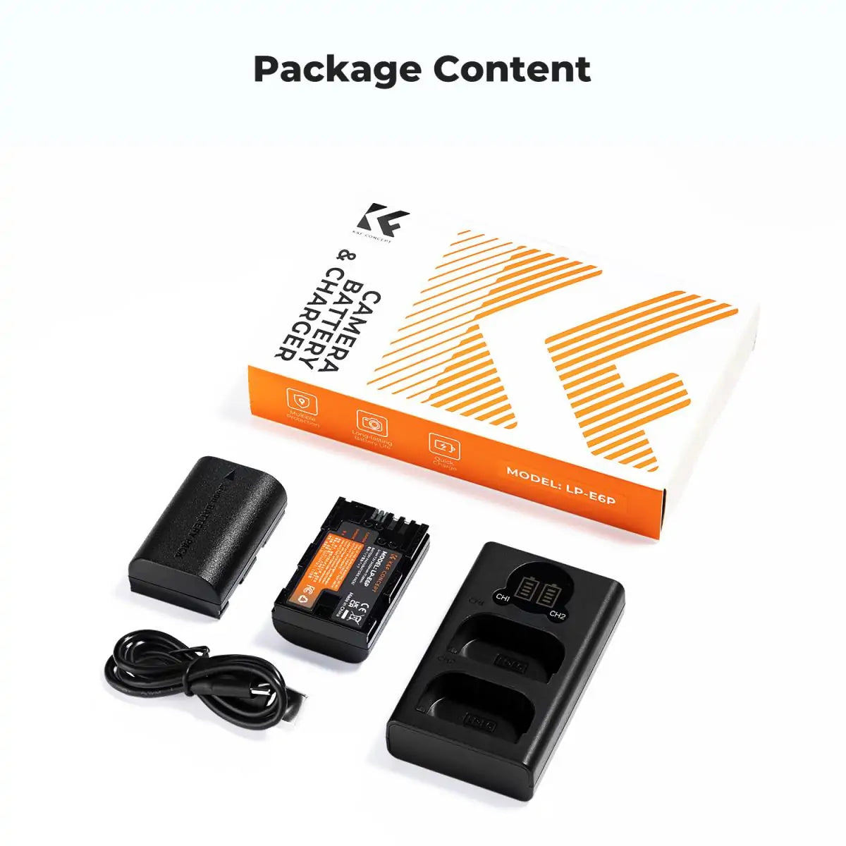 K&F CANON LP-E6P KIT - 2 BATTERIES & DUAL CHARGER