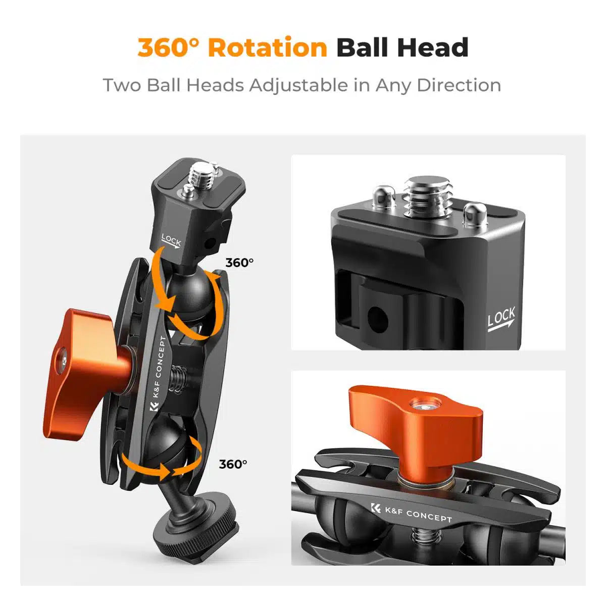 K&F MAGIC ARM MINI WITH ARRI PIN 1/4" & COLD SHOE HEADS