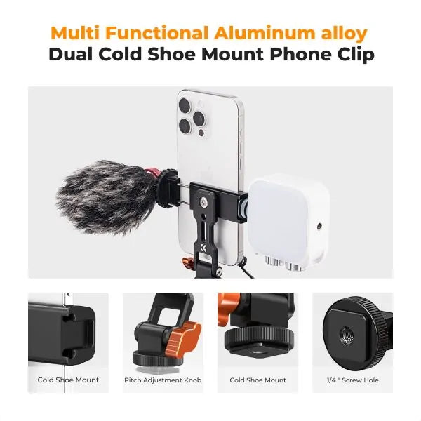 K&F METAL PHONE CLAMP WITH SHOE FOR PHONE ON CAMERA MOUNTING