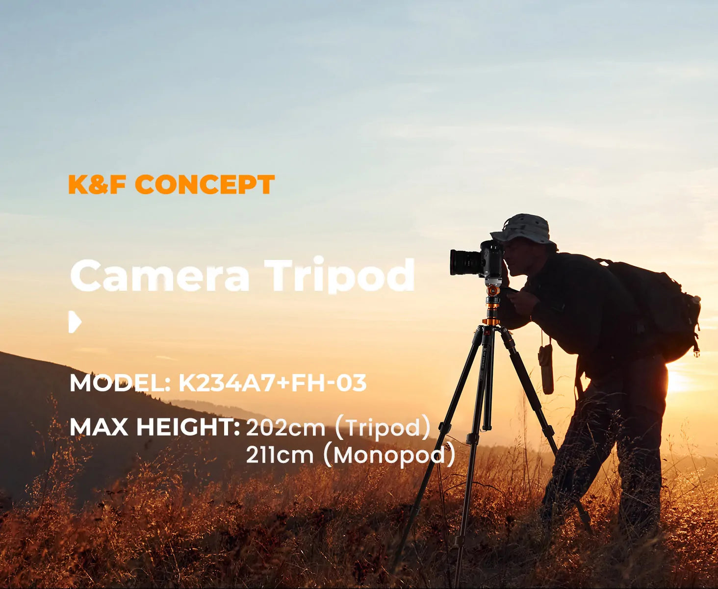 K&F CONCEPT OMNI-DIRECTOR ALUMINIUM VIDEO TRIPOD WITH FLUID HEAD